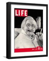 English Centenarian Smoking a Cigarette, April 12, 1937-null-Framed Photographic Print
