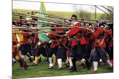 'English Civil War Pikemen Advancing, Pikes Re-Enactment' Giclee