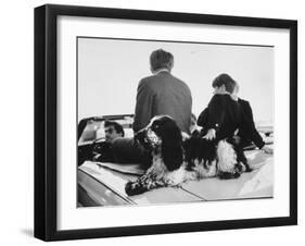 English Cocker Freckles on Campaign Trail in Indiana with Robert F. Kennedy and Son, Michael-Bill Eppridge-Framed Photographic Print