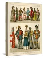English Costume 1450-1500-Albert Kretschmer-Stretched Canvas