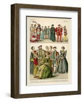 English Costume 1500-1550-Albert Kretschmer-Framed Giclee Print