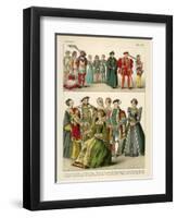 English Costume 1500-1550-Albert Kretschmer-Framed Giclee Print