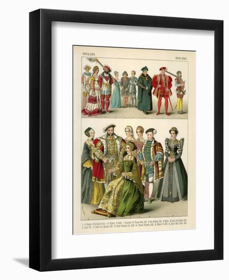 English Costume 1500-1550-Albert Kretschmer-Framed Giclee Print