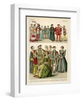 English Costume 1500-1550-Albert Kretschmer-Framed Giclee Print