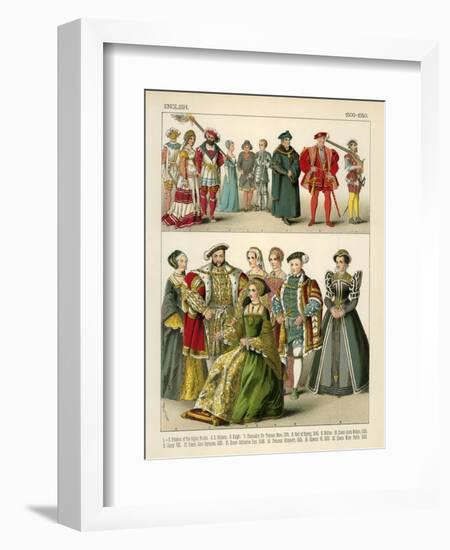 English Costume 1500-1550-Albert Kretschmer-Framed Giclee Print