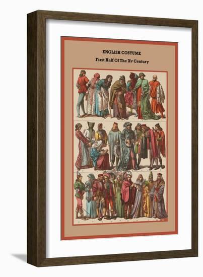 English Costume First Half of the XV Century-Friedrich Hottenroth-Framed Art Print