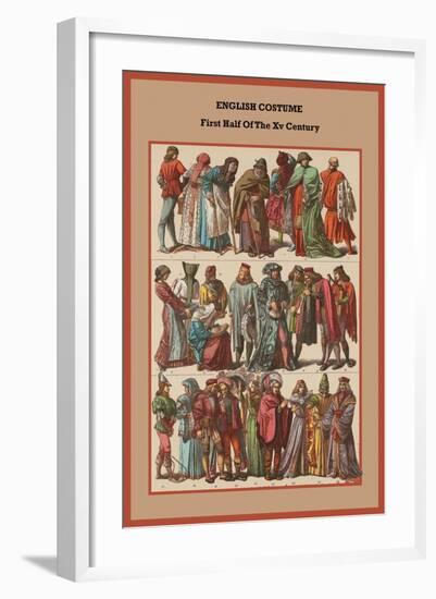 English Costume First Half of the XV Century-Friedrich Hottenroth-Framed Art Print