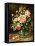 English Elegance Roses in a Glass-Albert Williams-Framed Stretched Canvas