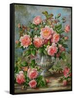 English Elegance Roses in a Silver Vase-Albert Williams-Framed Stretched Canvas