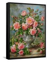 English Elegance Roses in a Silver Vase-Albert Williams-Framed Stretched Canvas