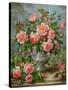 English Elegance Roses in a Silver Vase-Albert Williams-Stretched Canvas
