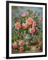 English Elegance Roses in a Silver Vase-Albert Williams-Framed Giclee Print