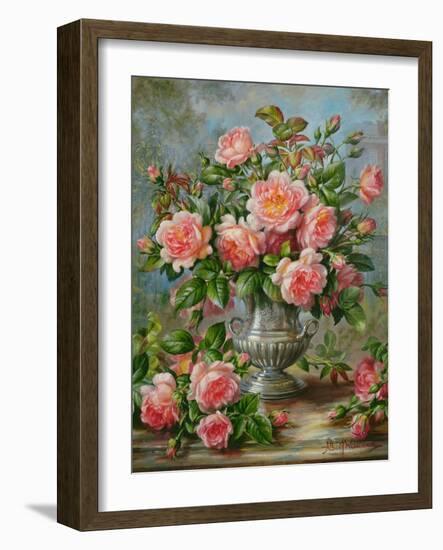 English Elegance Roses in a Silver Vase-Albert Williams-Framed Giclee Print