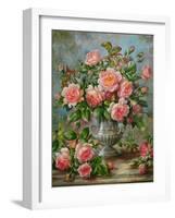 English Elegance Roses in a Silver Vase-Albert Williams-Framed Giclee Print