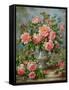 English Elegance Roses in a Silver Vase-Albert Williams-Framed Stretched Canvas