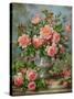 English Elegance Roses in a Silver Vase-Albert Williams-Stretched Canvas
