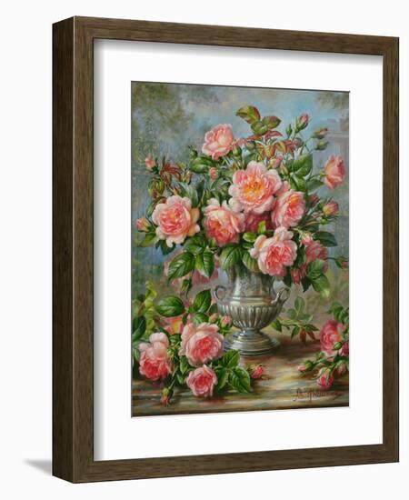 English Elegance Roses in a Silver Vase-Albert Williams-Framed Giclee Print