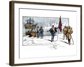 English Explorer John Cabot Landing on the Shore of Canada, c.1484-null-Framed Giclee Print