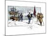 English Explorer John Cabot Landing on the Shore of Canada, c.1484-null-Mounted Giclee Print