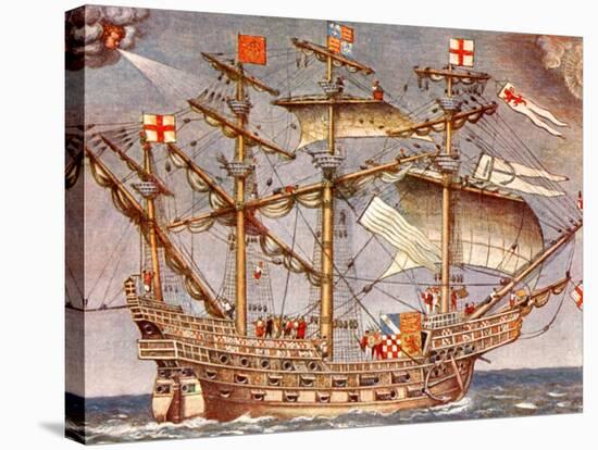 English Fleet's Flag Ship for Spanish Armada Campaign, the 38 Gun Frigate Sailing Ship Ark Royal-null-Stretched Canvas