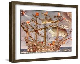 English Fleet's Flag Ship for Spanish Armada Campaign, the 38 Gun Frigate Sailing Ship Ark Royal-null-Framed Photographic Print