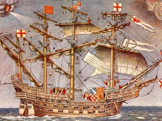 English Fleet's Flag Ship for Spanish Armada Campaign, the 38 Gun Frigate Sailing Ship Ark Royal' Photographic Print | AllPosters.com