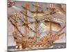 English Fleet's Flag Ship for Spanish Armada Campaign, the 38 Gun Frigate Sailing Ship Ark Royal-null-Mounted Photographic Print