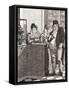 English Gentleman Paying the Bill in a Parisian Restaurant-null-Framed Stretched Canvas