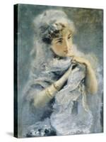 English Girl, 1880-Daniele Ranzoni-Stretched Canvas
