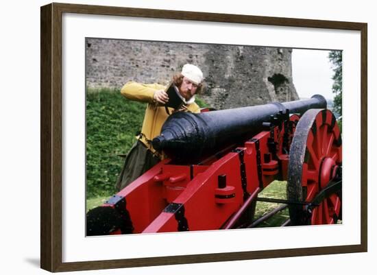 English Gunner Loading Cannon, Tudor Period 16th Century, Historical Re-Enactment-null-Framed Giclee Print