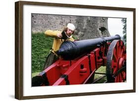 English Gunner Loading Cannon, Tudor Period 16th Century, Historical Re-Enactment-null-Framed Giclee Print