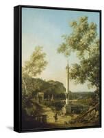 English Landscape Capriccio with a Column, c.1754-Canaletto-Framed Stretched Canvas