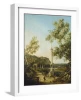 English Landscape Capriccio with a Column, c.1754-Canaletto-Framed Giclee Print