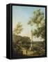 English Landscape Capriccio with a Column, c.1754-Canaletto-Framed Stretched Canvas