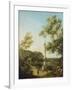 English Landscape Capriccio with a Column, c.1754-Canaletto-Framed Giclee Print