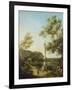 English Landscape Capriccio with a Column, c.1754-Canaletto-Framed Giclee Print