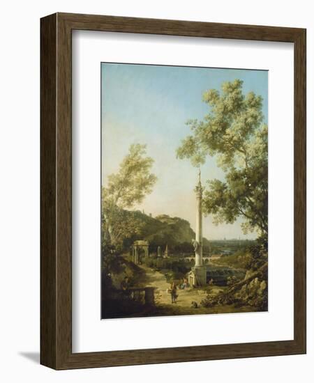 English Landscape Capriccio with a Column, c.1754-Canaletto-Framed Giclee Print