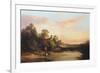 English Landscape with Cottage and Stream, 1860-Edward Charles Williams-Framed Giclee Print