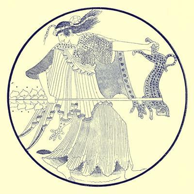 Maenad, Illustration from 'Greek Vase Paintings' by J. E. Harrison and D. S. Maccoll Published 1894