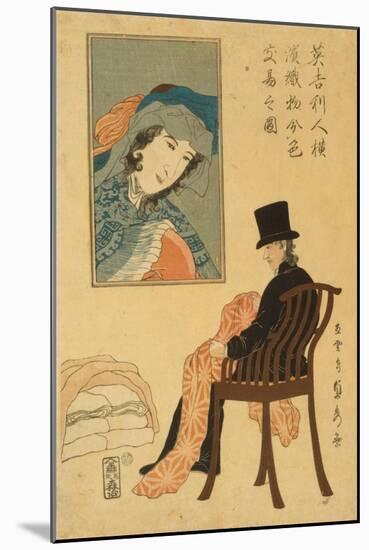 English Merchant Sorting Fabrics For Trade in Yokohama, 1861-Utagawa Sadahide-Mounted Giclee Print