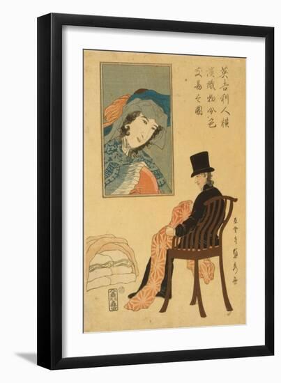 English Merchant Sorting Fabrics For Trade in Yokohama, 1861-Utagawa Sadahide-Framed Premium Giclee Print
