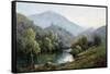 English Mountain Lake-Alfred Fontville de Breanski-Framed Stretched Canvas