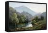 English Mountain Lake-Alfred Fontville de Breanski-Framed Stretched Canvas