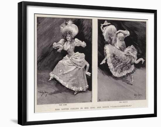 English Music Hall Singer and Dancer Lottie Collins Performing Her Popular Song Ta-Ra-Ra-Boom-De-Ay-Dudley Hardy-Framed Giclee Print