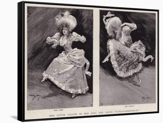 English Music Hall Singer and Dancer Lottie Collins Performing Her Popular Song Ta-Ra-Ra-Boom-De-Ay-Dudley Hardy-Framed Stretched Canvas