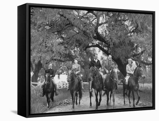 English Novelist and Dramatist W. Somerset Maughm and Horseback Riding-Alfred Eisenstaedt-Framed Stretched Canvas