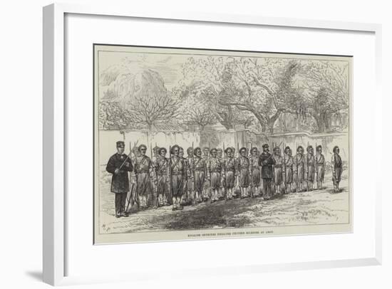 English Officers Drilling Chinese Soldiers at Amoy-null-Framed Giclee Print