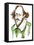 English playwright and poet William Shakespeare(1564-1616); caricature-Neale Osborne-Framed Stretched Canvas