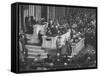 English Prime Minister Winston Churchill Adressesing the Us Congress-Myron Davis-Framed Stretched Canvas