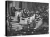 English Prime Minister Winston Churchill Adressesing the Us Congress-Myron Davis-Stretched Canvas